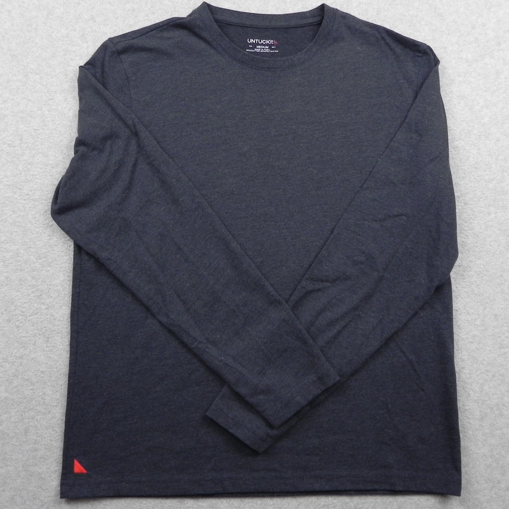 Untuckit T-Shirt Mens Medium Crew Neck Tee Casual Dark Gray Long Sleeve